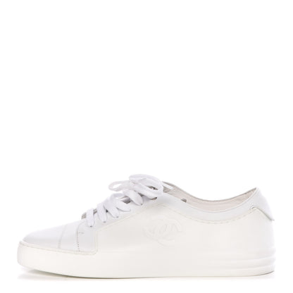 Chanel Calfskin Gum Womens CC Sneakers 40.5 White 1 of 12