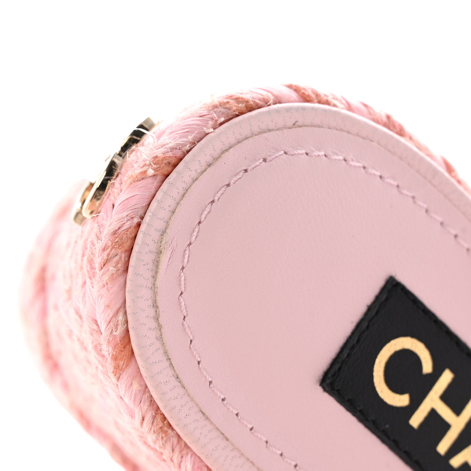 Chanel Lambskin Grosgrain CC Espadrilles Wedges 38 Pink Black 10 of 11
