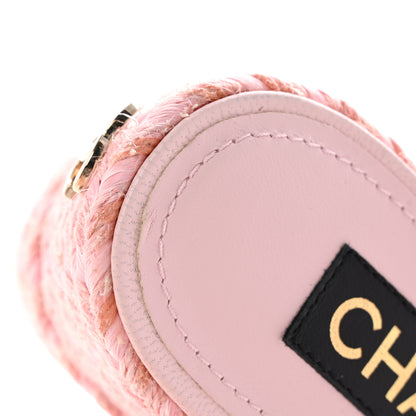 Chanel Lambskin Grosgrain CC Espadrilles Wedges 38 Pink Black 10 of 11