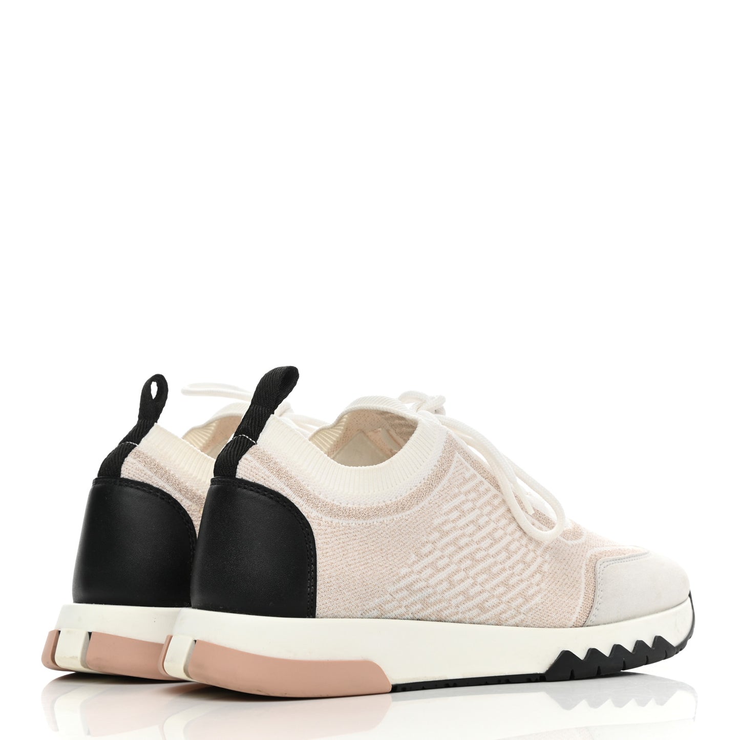 Technical Canvas Goatskin Womens Addict Sneakers 36.5 Multicolor Rose Dore