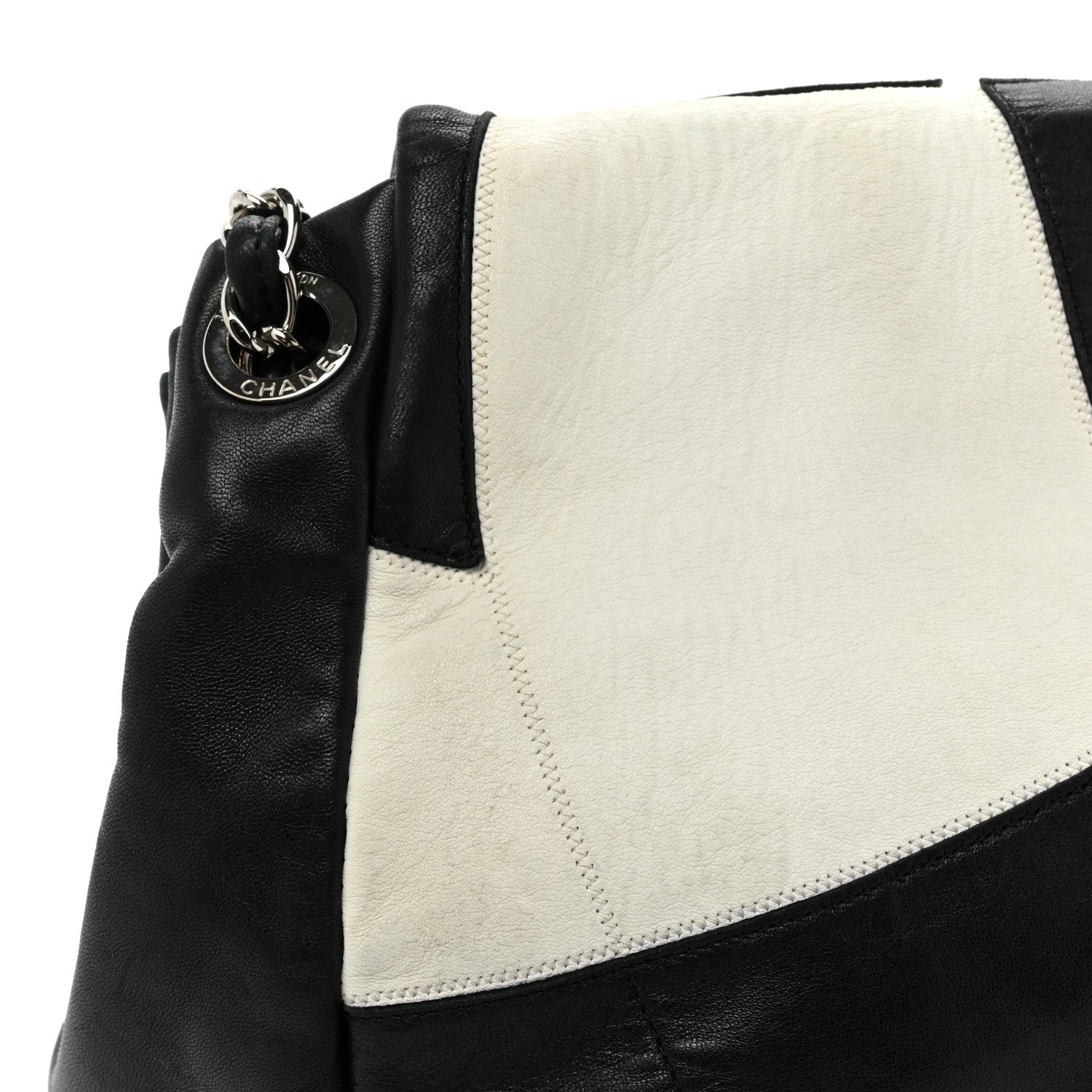 Chanel Lambskin Patchwork Accordion Flap Black White 22 of 23