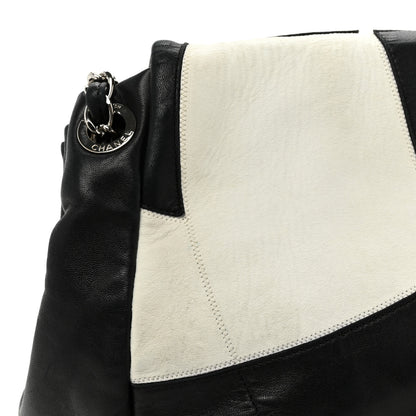 Chanel Lambskin Patchwork Accordion Flap Black White 22 of 23