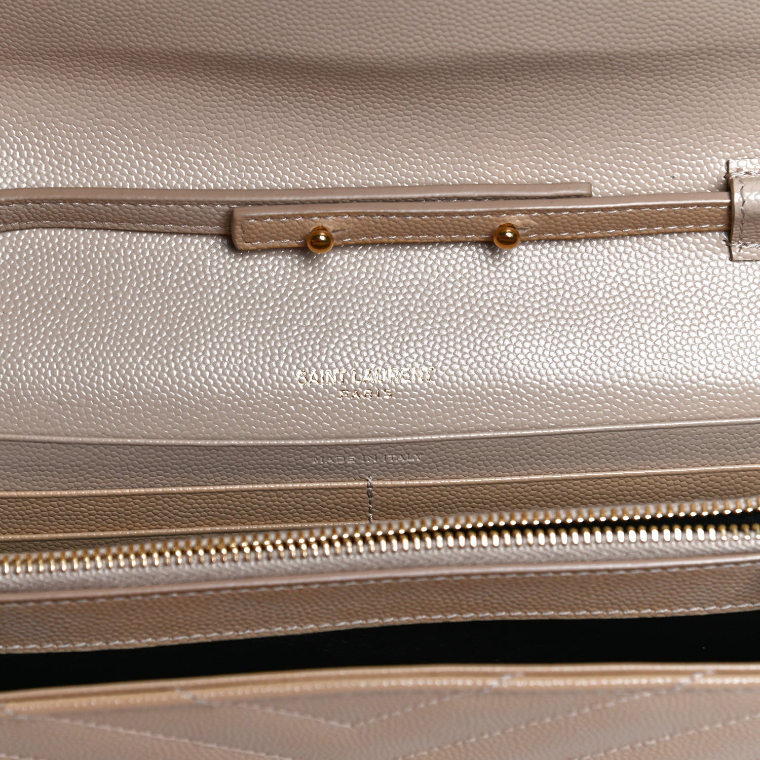Saint Laurent Grain De Poudre Matelasse Chevron Monogram Chain Wallet Nude Powder 5 of 12