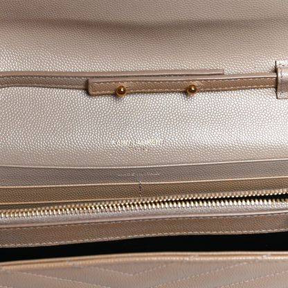 Saint Laurent Grain De Poudre Matelasse Chevron Monogram Chain Wallet Nude Powder 5 of 12
