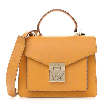 MCM Grained Calfskin Small Patricia Satchel Golden Mango 1 of 9