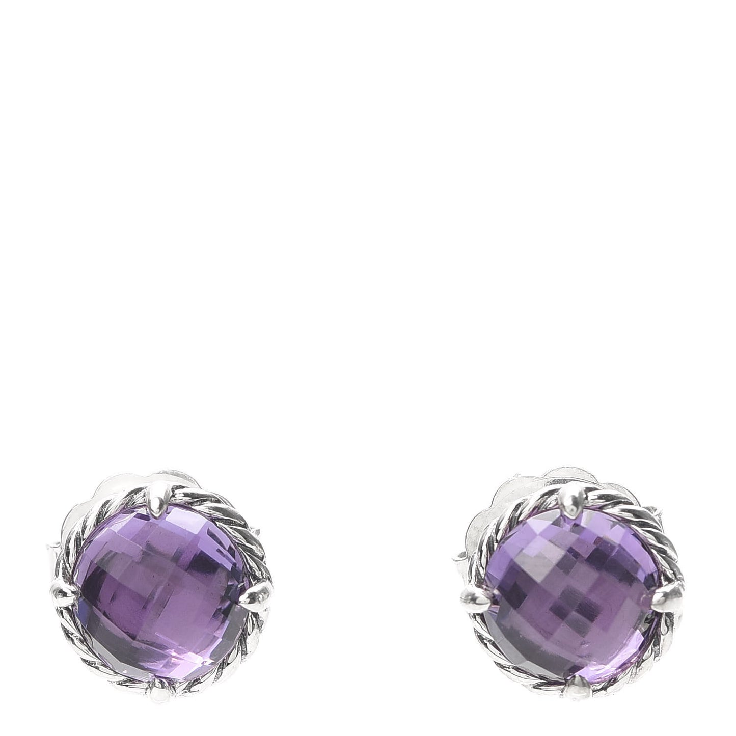 Sterling Silver Amethyst 8mm Chatelaine Earrings