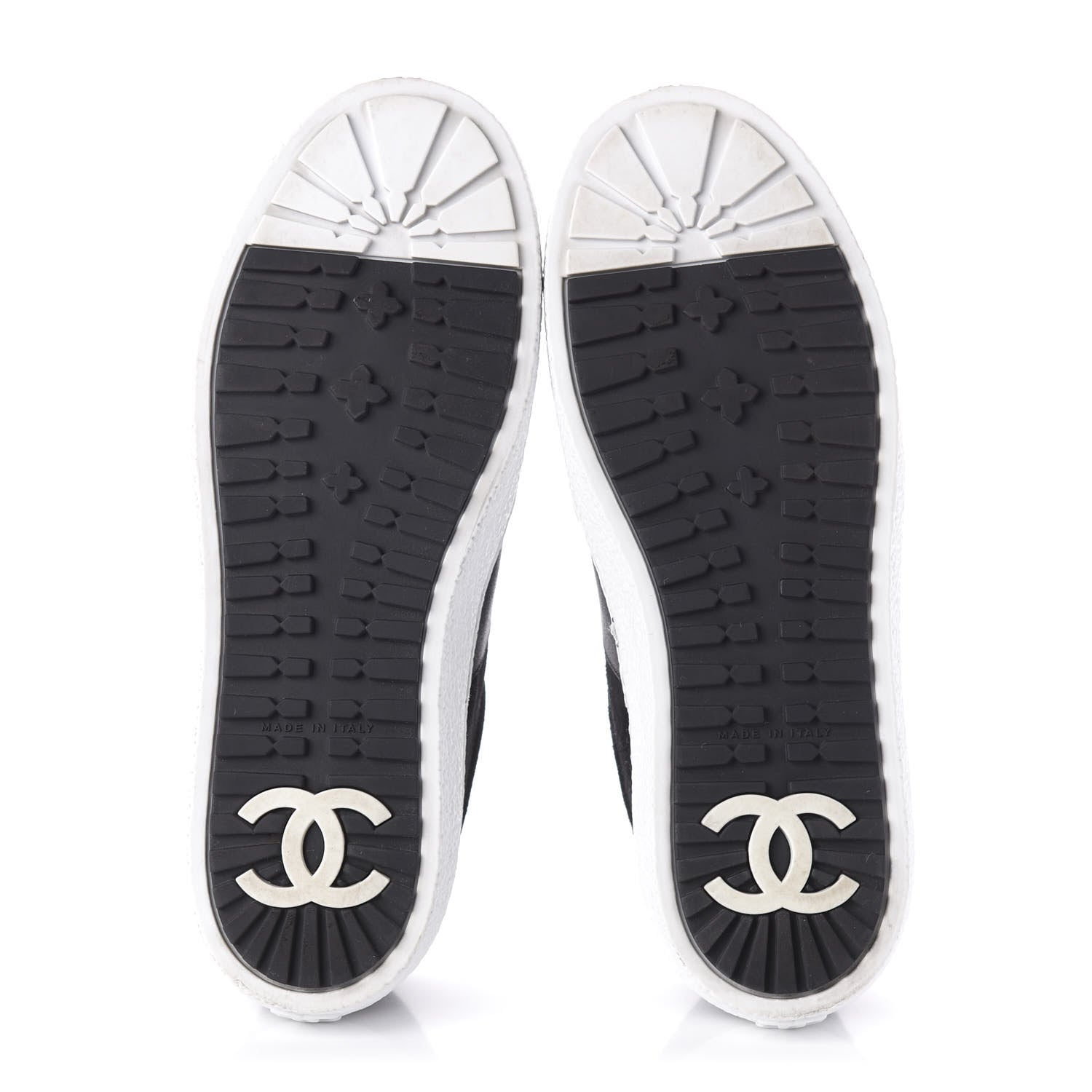 Chanel Suede Calfskin Tweed Womens Slip On Sneakers 36 Black Navy Silver 5 of 9