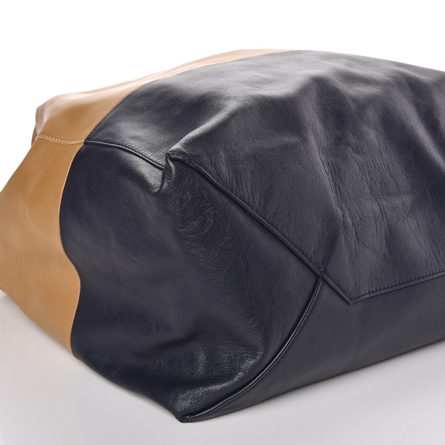 Lambskin Horizontal Bicolor Cabas Camel Midnight