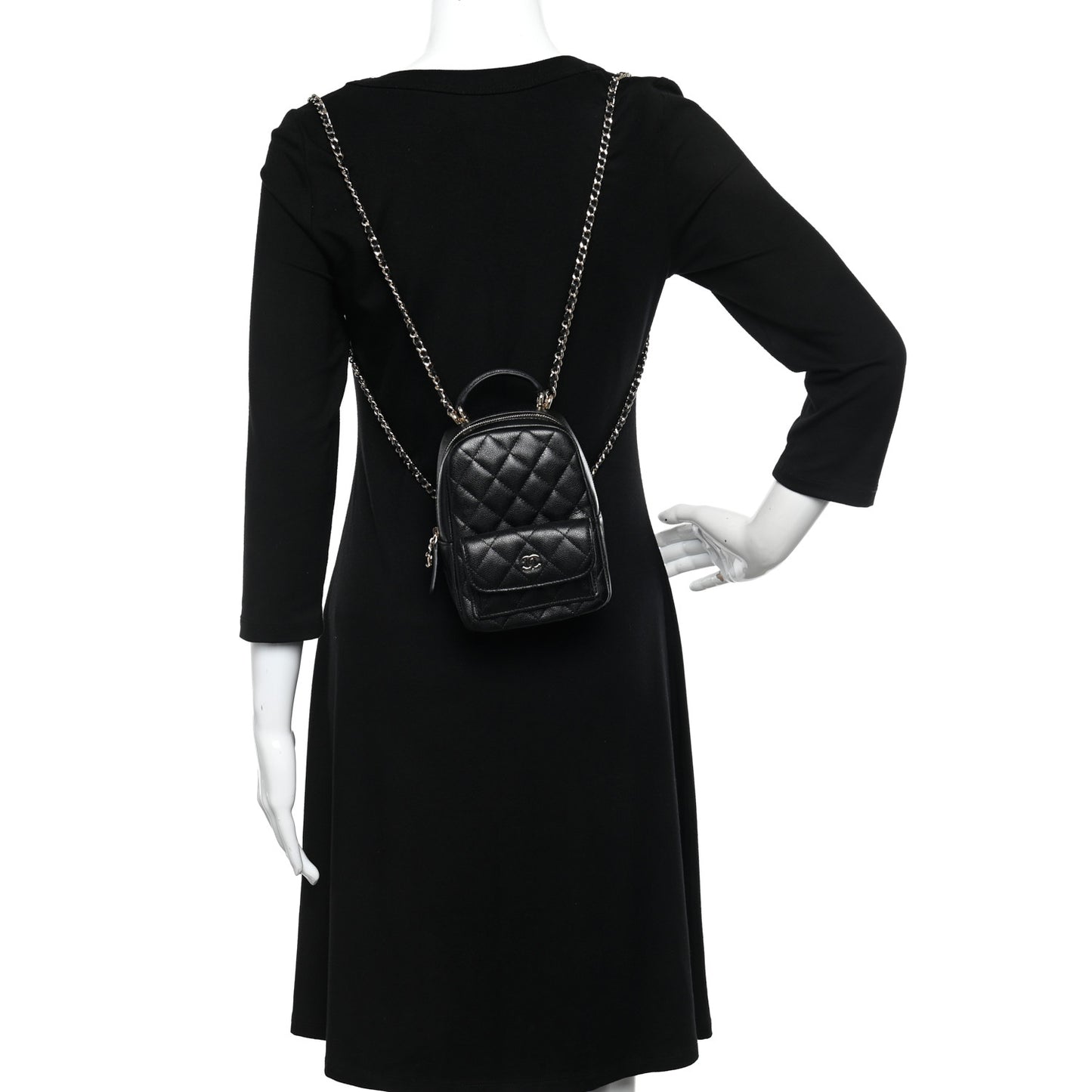 Caviar Quilted CC Mini Classic Backpack Black