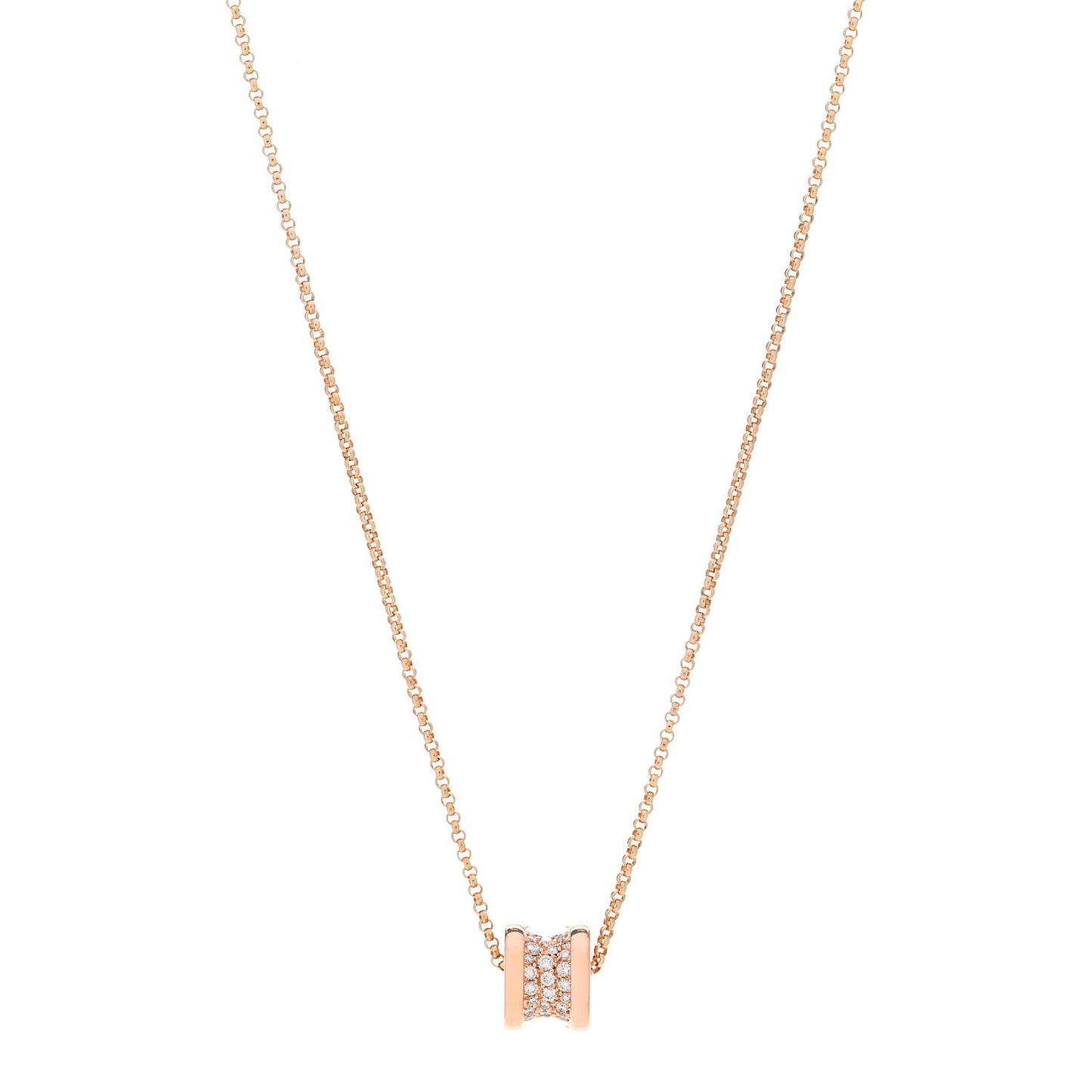 18K Rose Gold Diamond Small B.Zero1 Pave Pendant Necklace