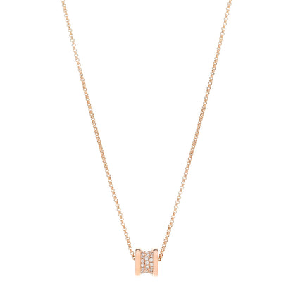 Bulgari 18K Rose Gold Diamond Small B.Zero1 Pave Pendant Necklace 1 of 7
