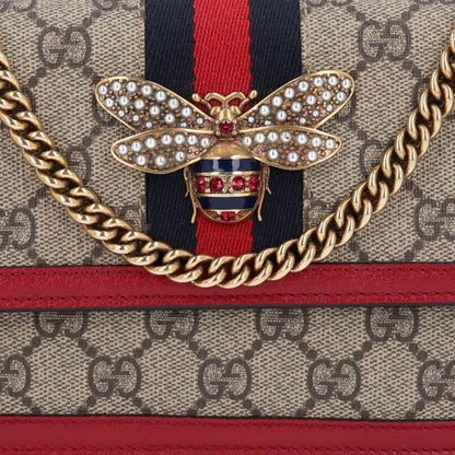 Gucci GG Supreme Monogram Web Queen Margaret Chain Wallet Red 7 of 9
