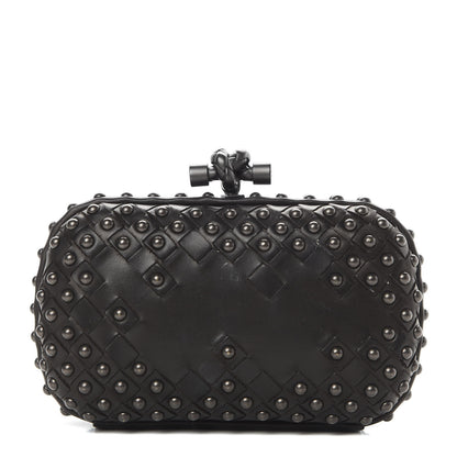 Bottega Veneta Waxy Nappa Intrecciato Knot Studded Clutch Black 1 of 8