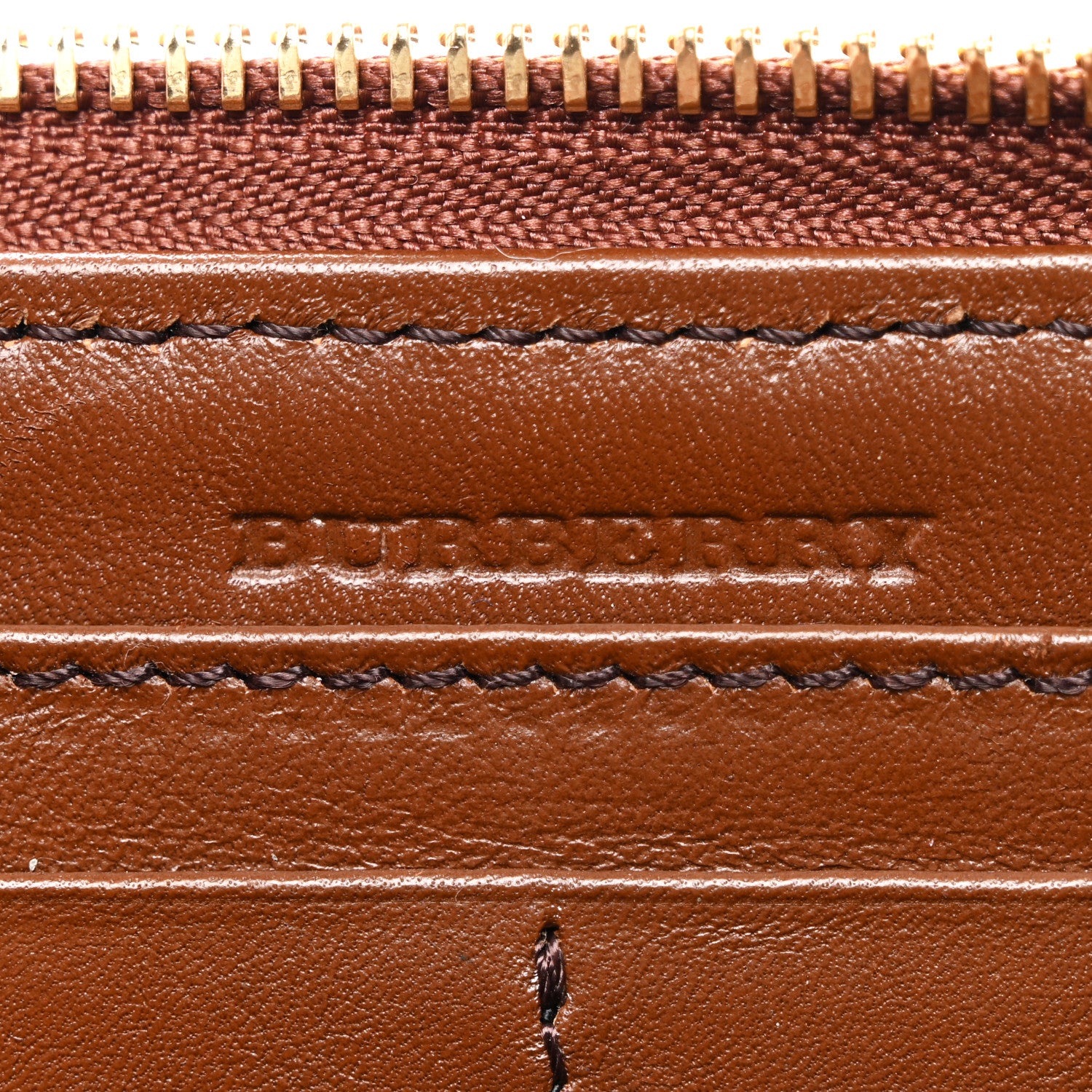Burberry House Check Bridle Calfskin Ziggy Zip Around Wallet Dark Tan 6 of 10