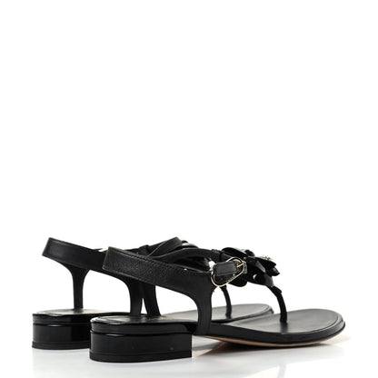 Chanel Patent Camellia Thong Sandals 37 Black 4 of 11