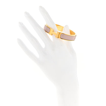 Hermes Enamel Narrow Clic Clac H Bracelet PM Rose Poudre 2 of 5