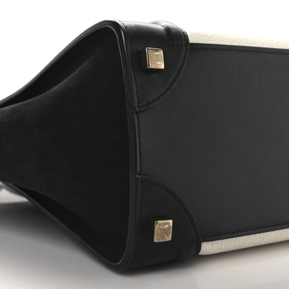 Celine Bullhide Calfskin Micro Bi-Color Luggage Black White 8 of 9