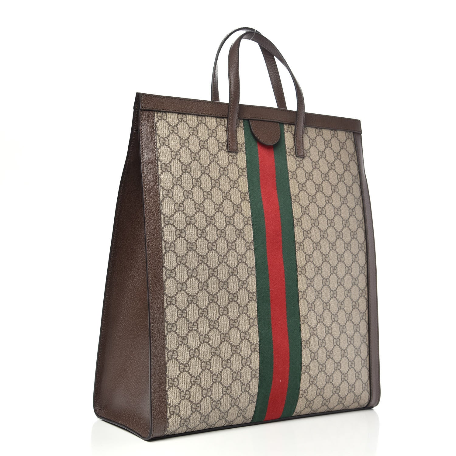 Gucci GG Supreme Monogram Web Ophidia Vertical Tote Brown 3 of 10