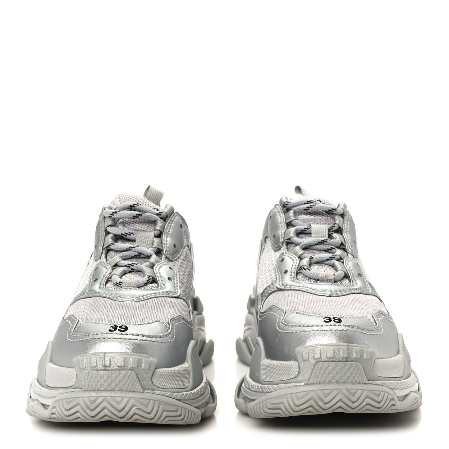 Metallic Fabric Mesh Womens Triple S Sneakers 39 Silver