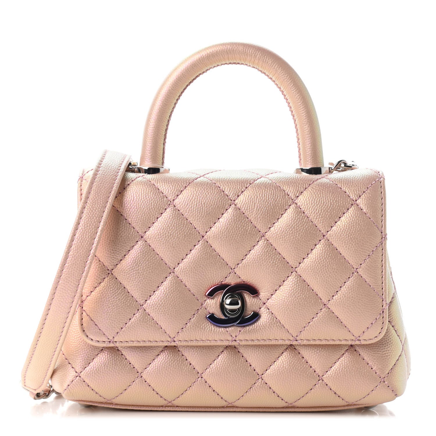 Chanel Iridescent Caviar Quilted Extra Mini Coco Handle Flap Light Pink 1 of 9