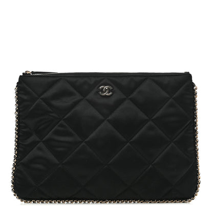 Chanel Satin Quilted Chain Around Medium Cosmetic Case Black 1 of 7