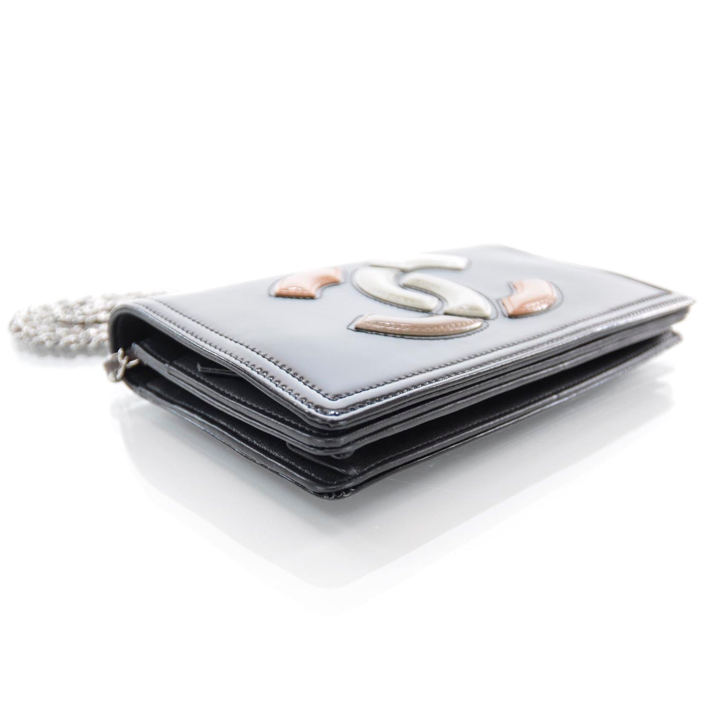 Patent Lipstick Wallet On Chain Black