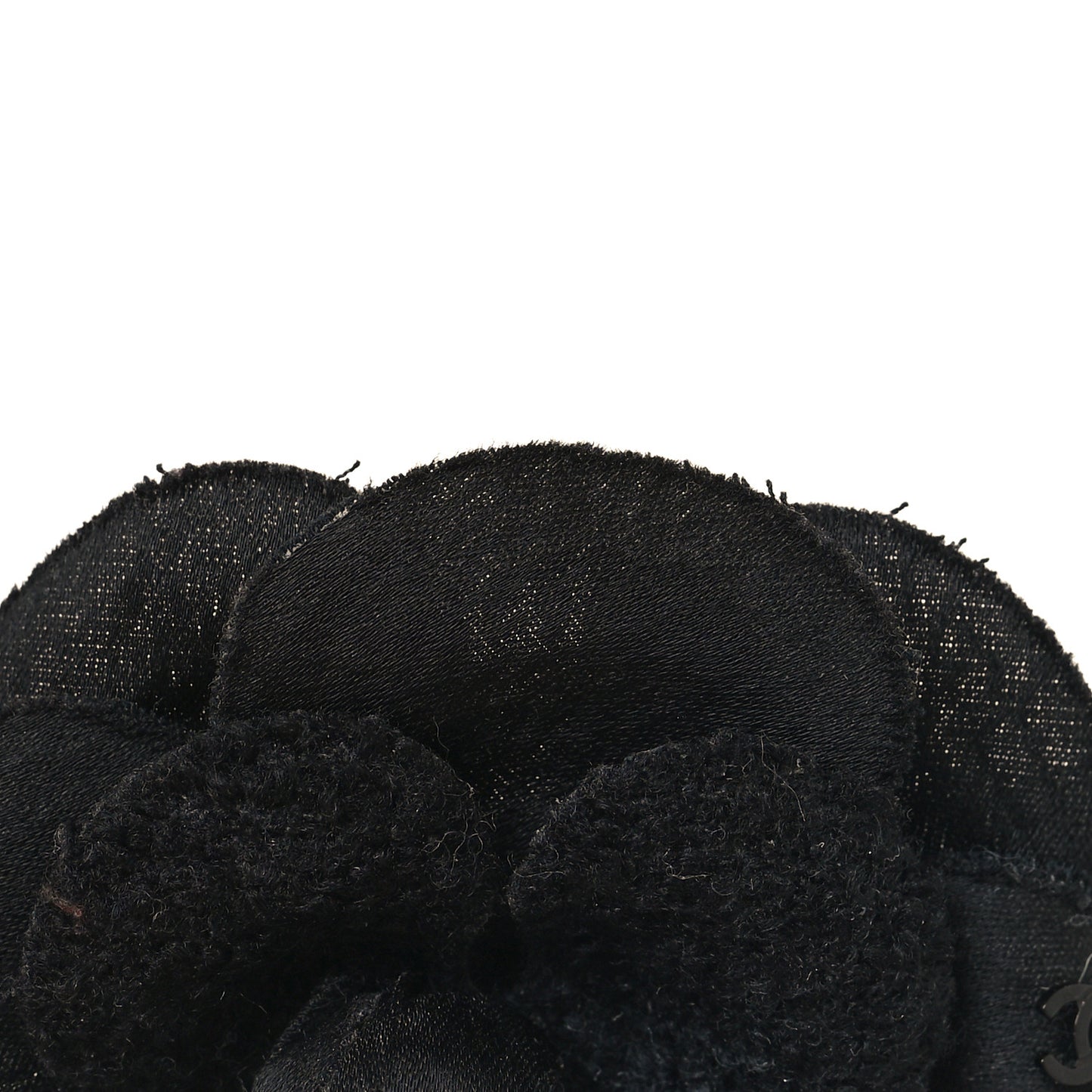 Tweed Fabric Camellia Pin Brooch Black