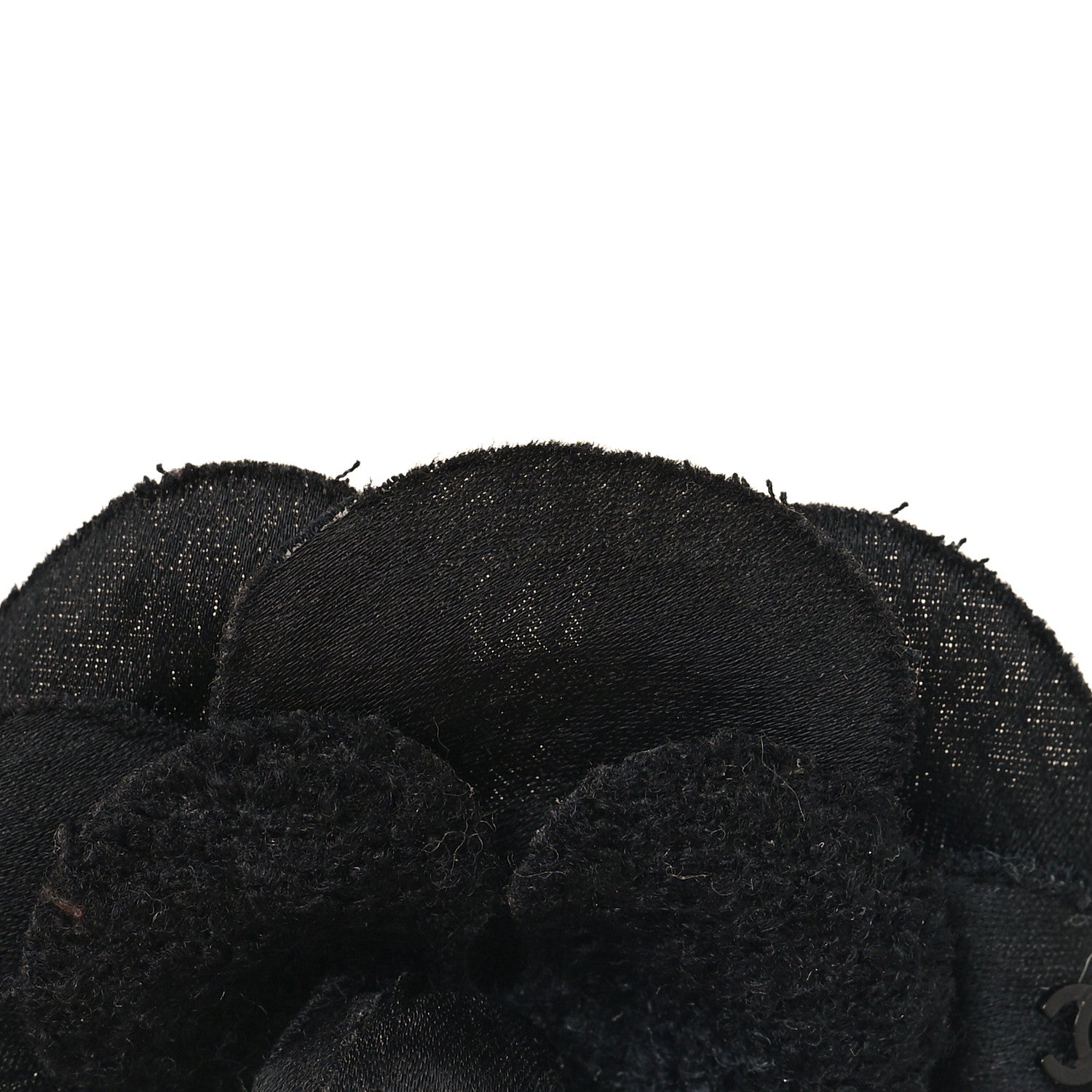 Chanel Tweed Fabric Camellia Pin Brooch Black 3 of 3
