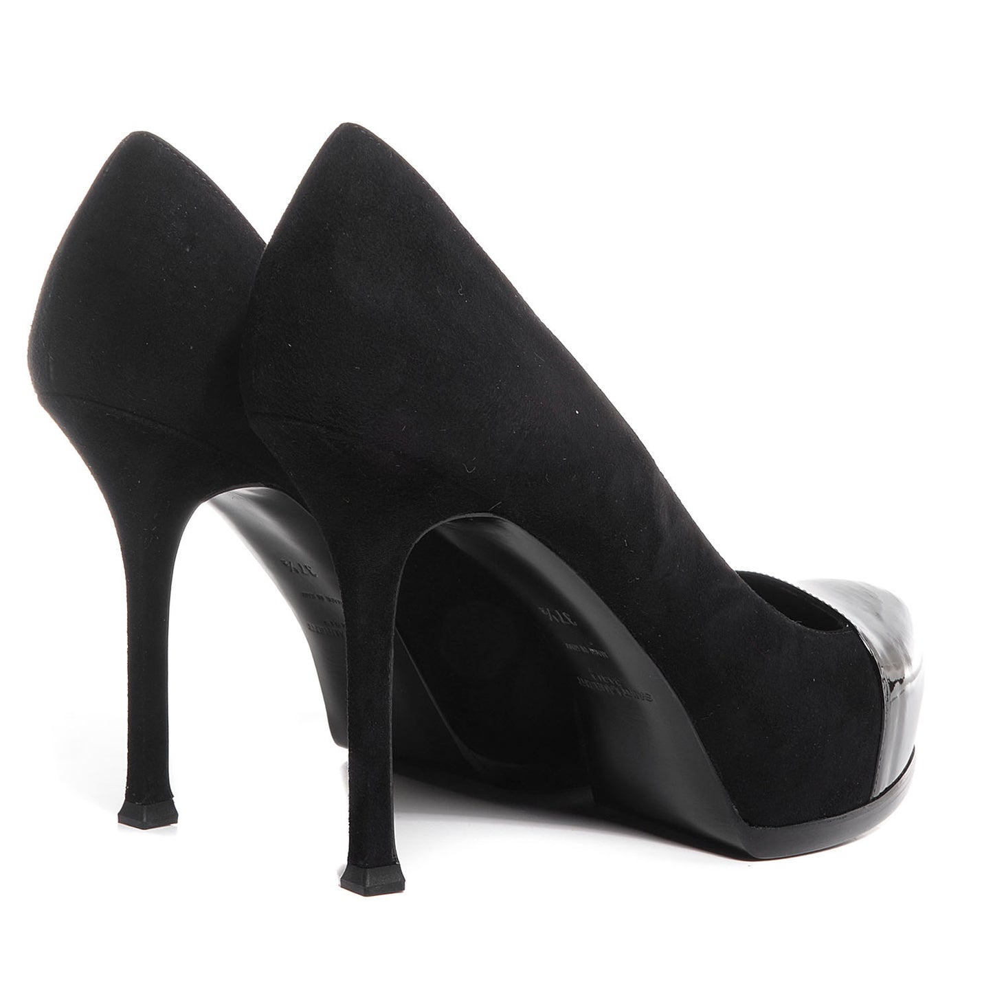 Suede Patent Leather Tribtoo 80 Cap Toe Pumps 37.5 Black