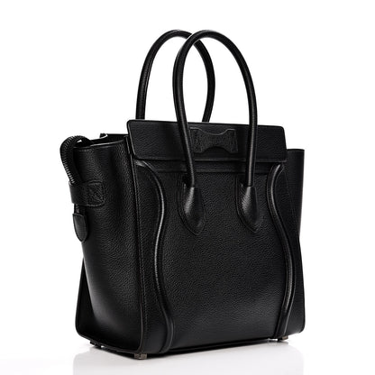 Celine Drummed Calfskin Micro Luggage Black 3 of 9