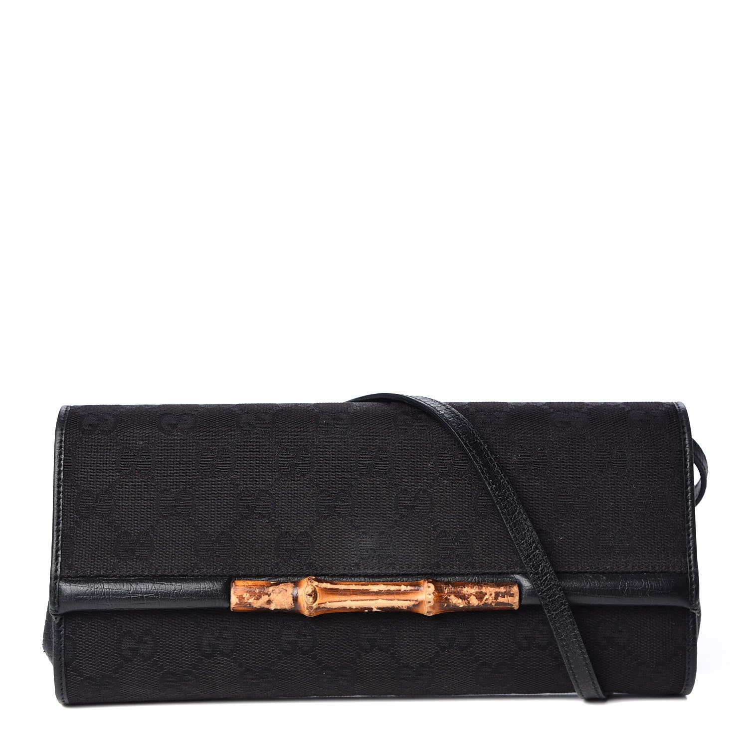 Gucci Monogram Bamboo Bar Clutch Black 1 of 10