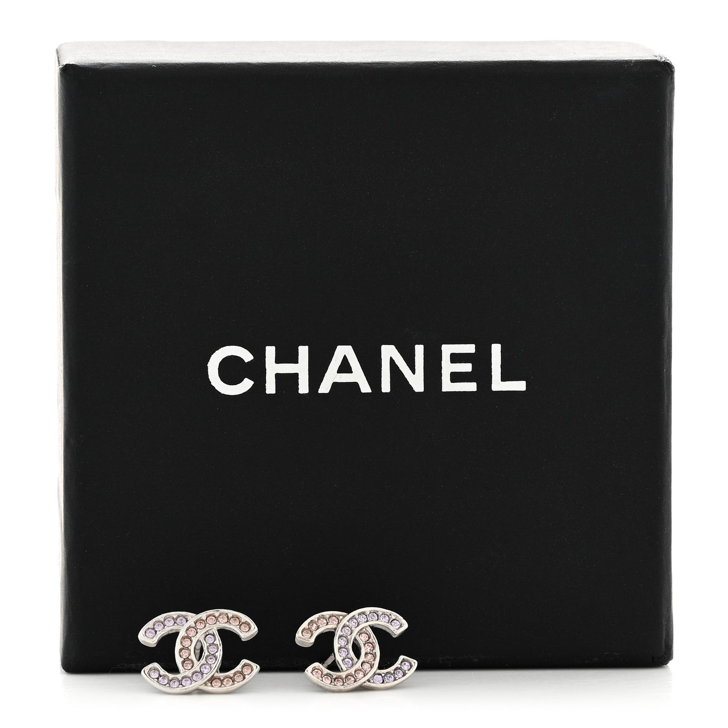 Crystal CC Earrings Silver Pink Purple