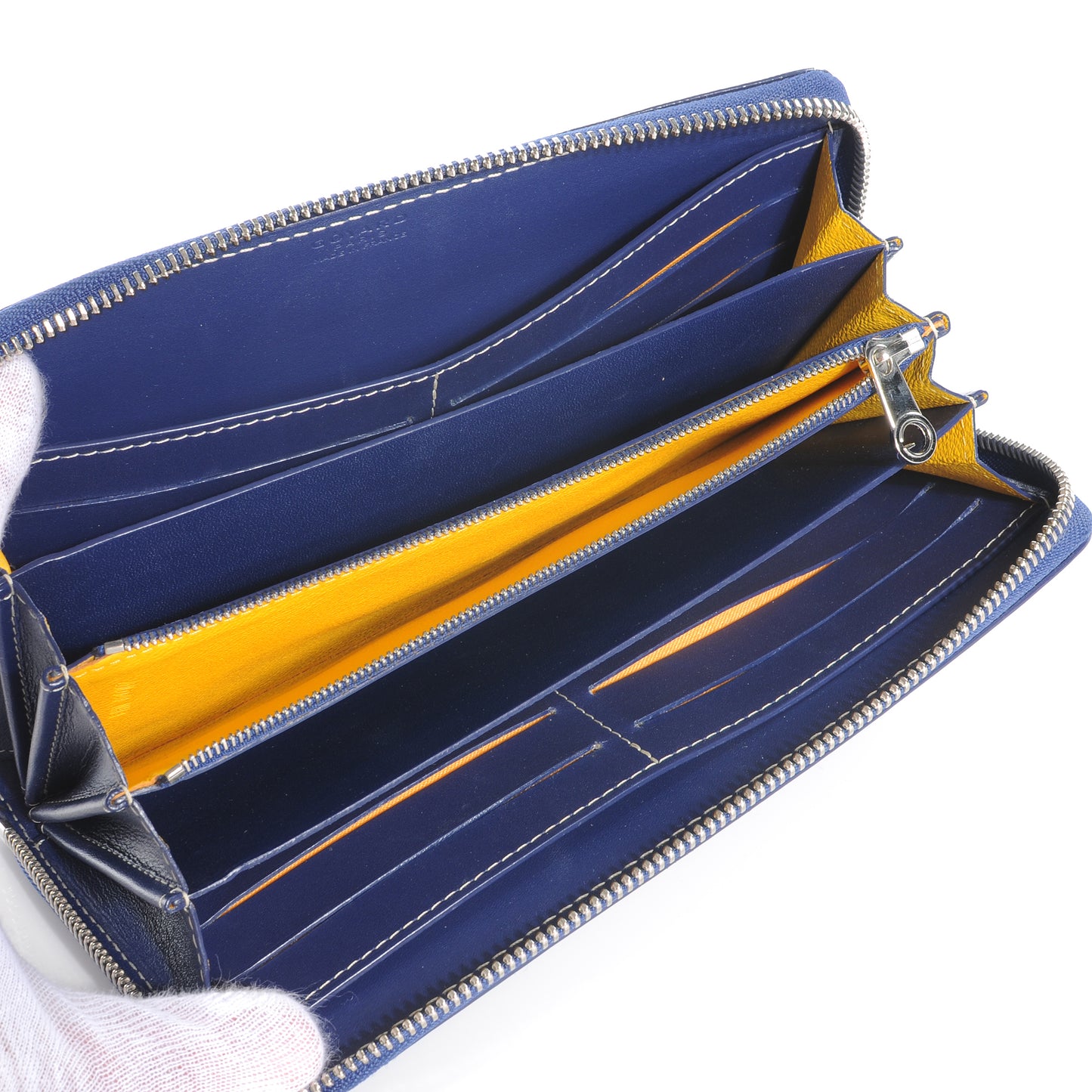 Goyardine Matignon Zip Around GM Wallet Blue
