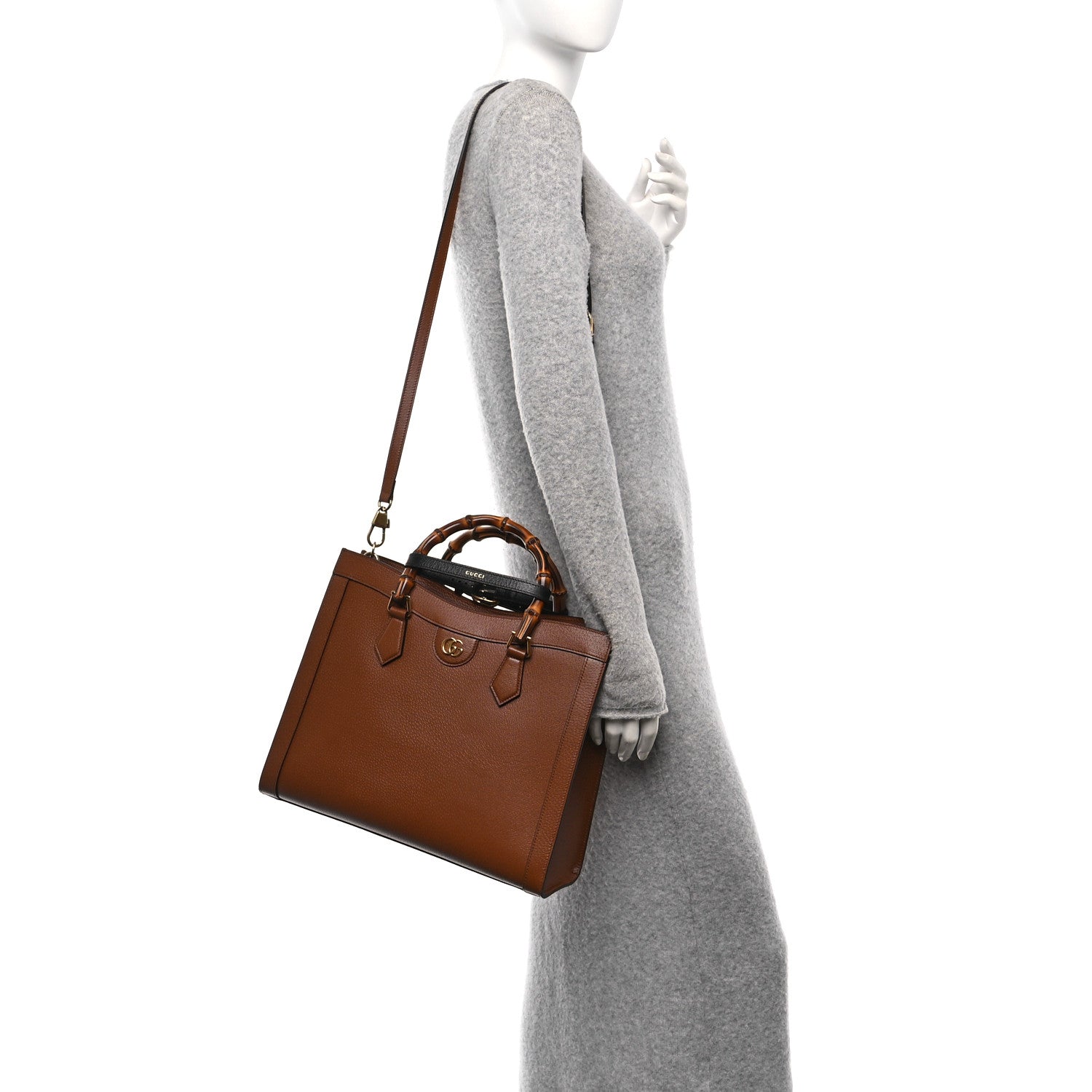 Gucci Textured Dollar Calfskin Medium Diana Tote Bag Cuir Black 2 of 9