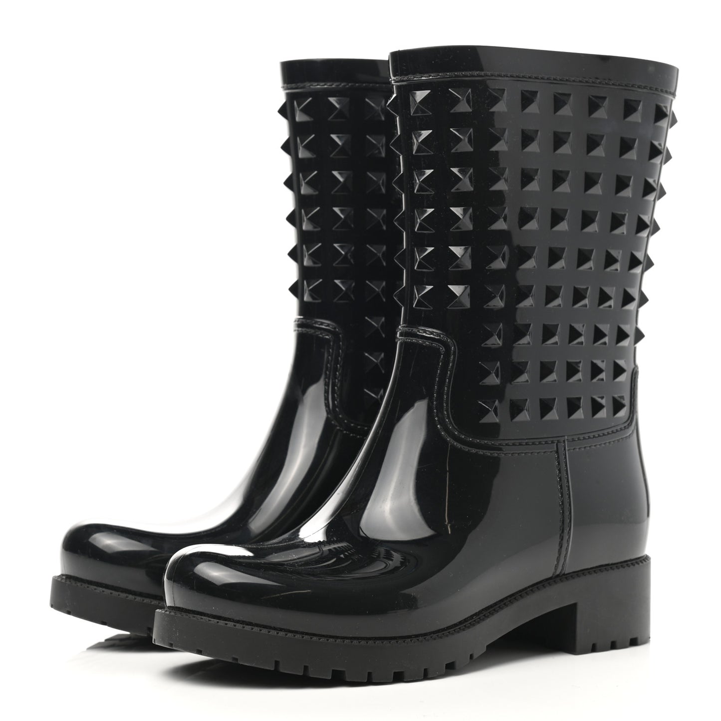 Rubber Rockstud Short Rainboots 36 Black