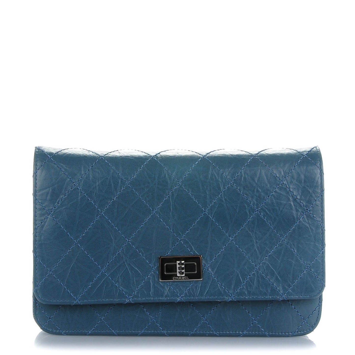 Aged Lambskin Quilted Reissue Wallet On Chain WOC Dark Blue
