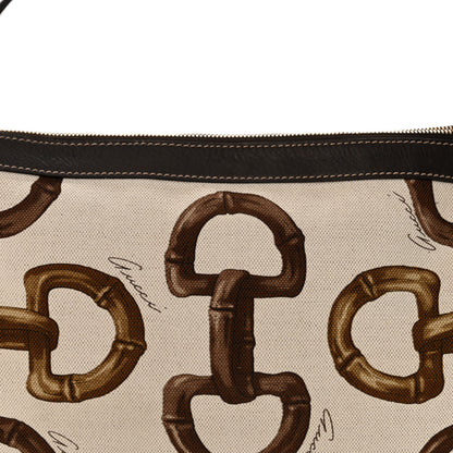 Gucci Canvas Bamboo Horsebit Print Hobo White 8 of 14