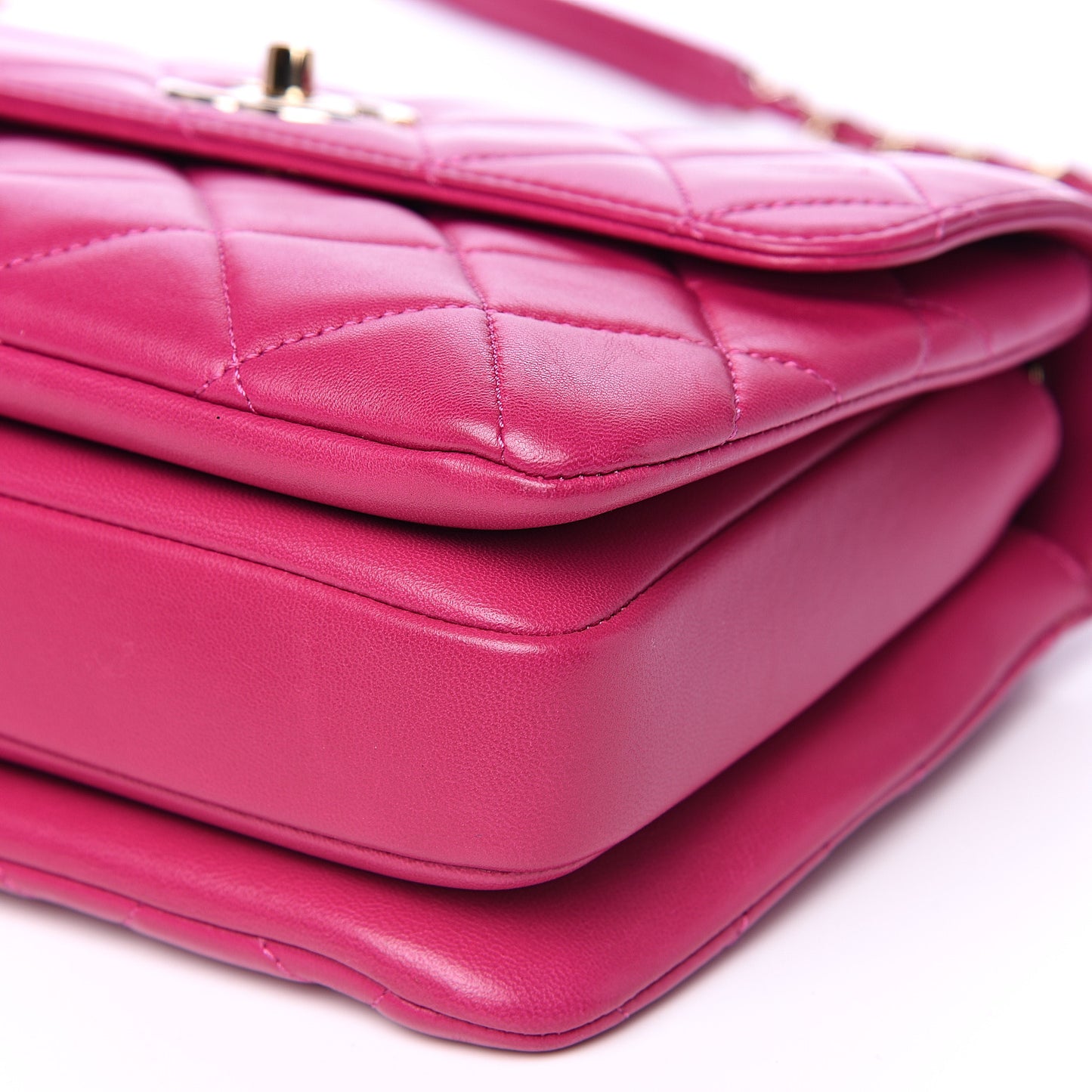 Lambskin Quilted Small Trendy CC Dual Handle Bag Dark Pink