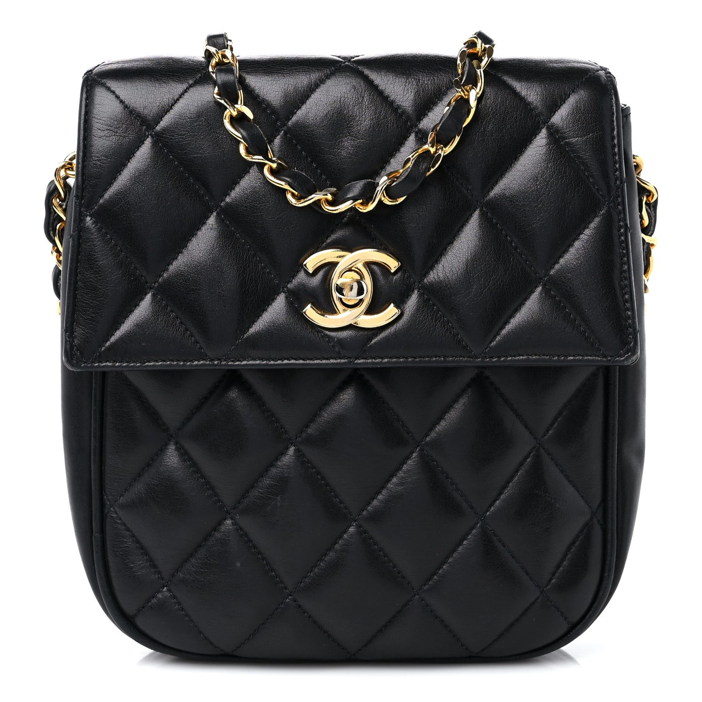 Lambskin Quilted Extra Mini Flap Black