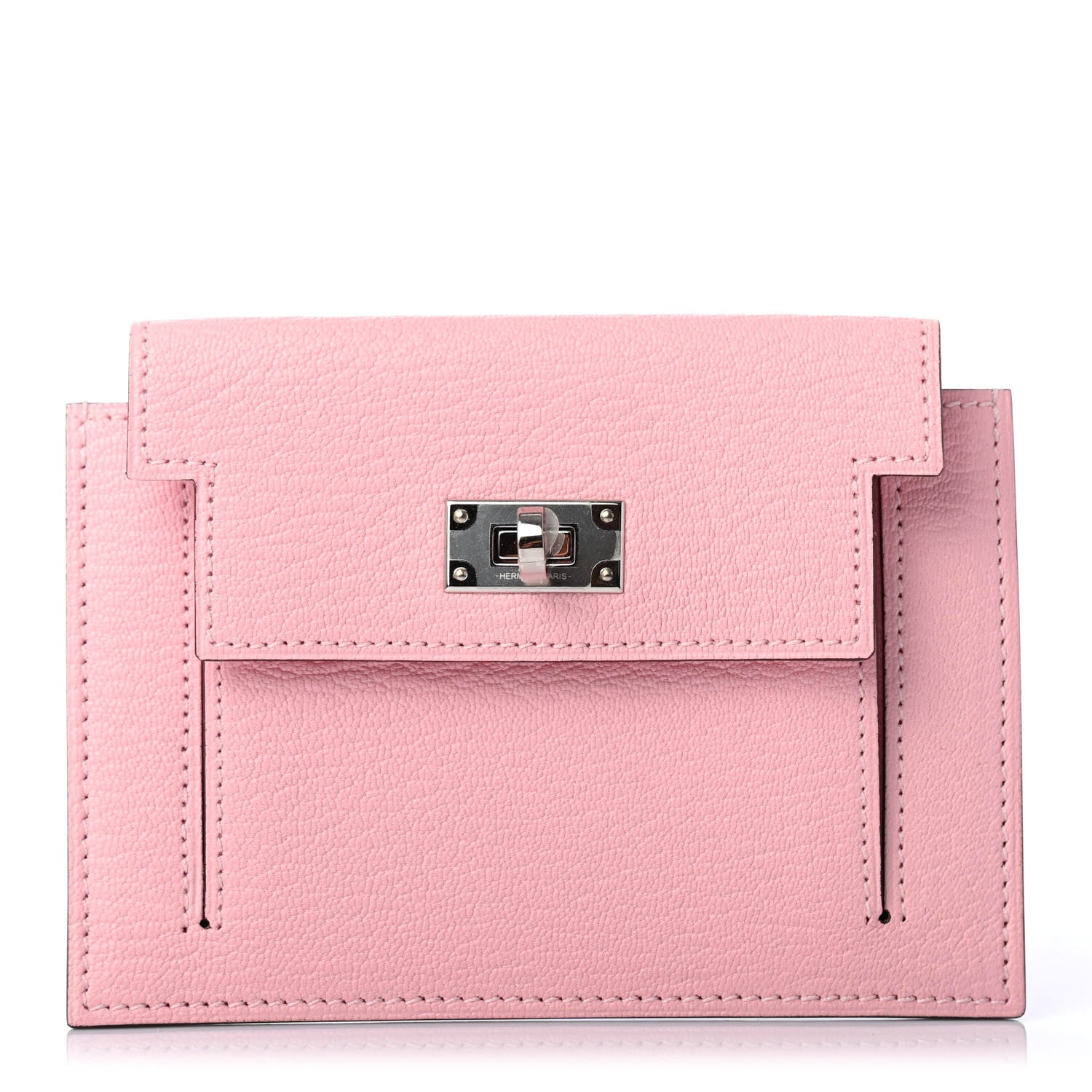 Hermes Chevre Mysore Kelly Pocket Compact Wallet Rose Sakura 1 of 4