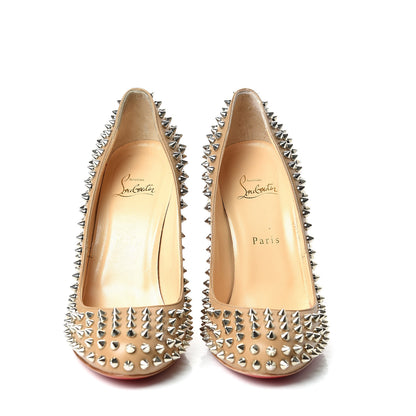 Christian Louboutin Nappa Fifi Spikes 100 Pumps 40 Corde Silver 3 of 10