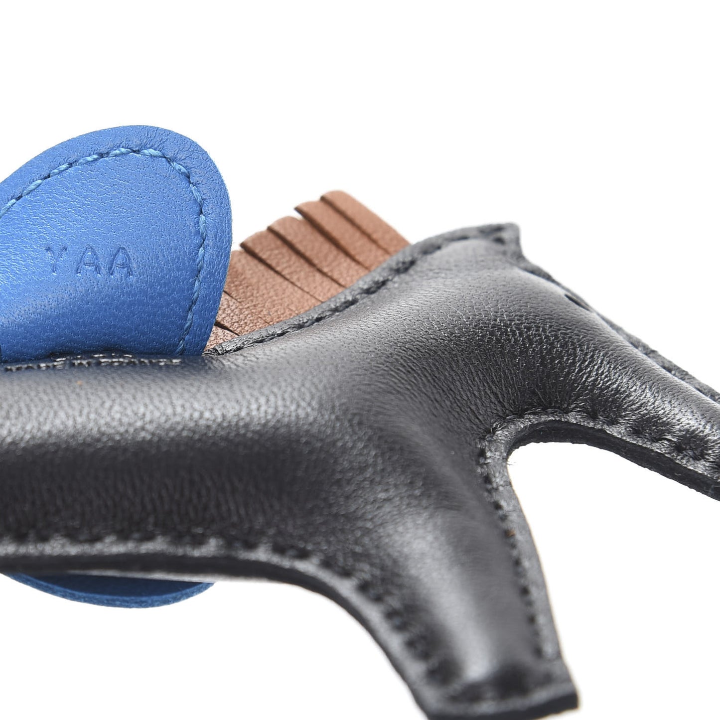 Milo Lambskin Grigri Rodeo Horse Bag Charm PM Black Gold Bleu Zanzibar