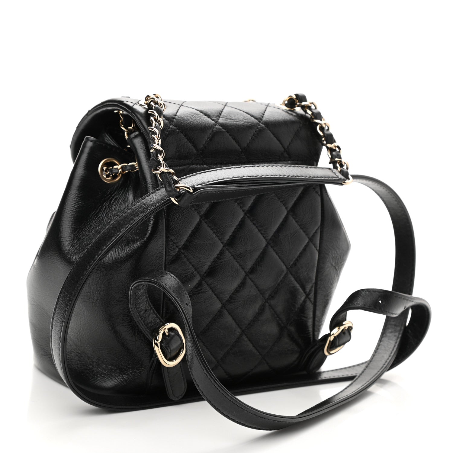 Chanel Glazed Aged Calfskin Quilted Small Duma Drawstring Backpack Black 3 of 10
