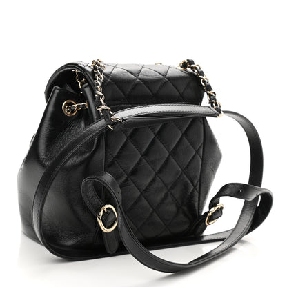 Chanel Glazed Aged Calfskin Quilted Small Duma Drawstring Backpack Black 3 of 10