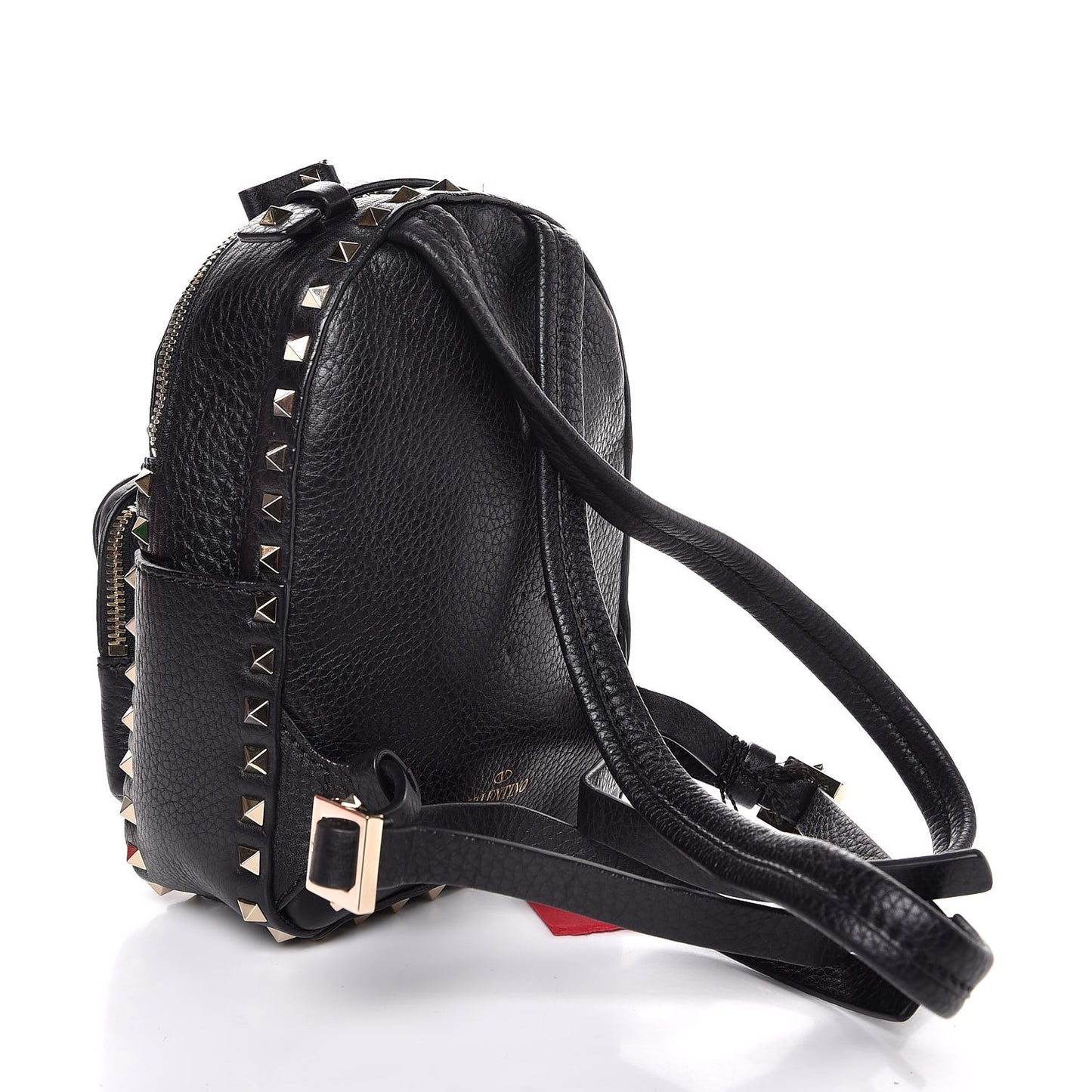 Pebbled Calfskin Mini Rockstud Backpack Black