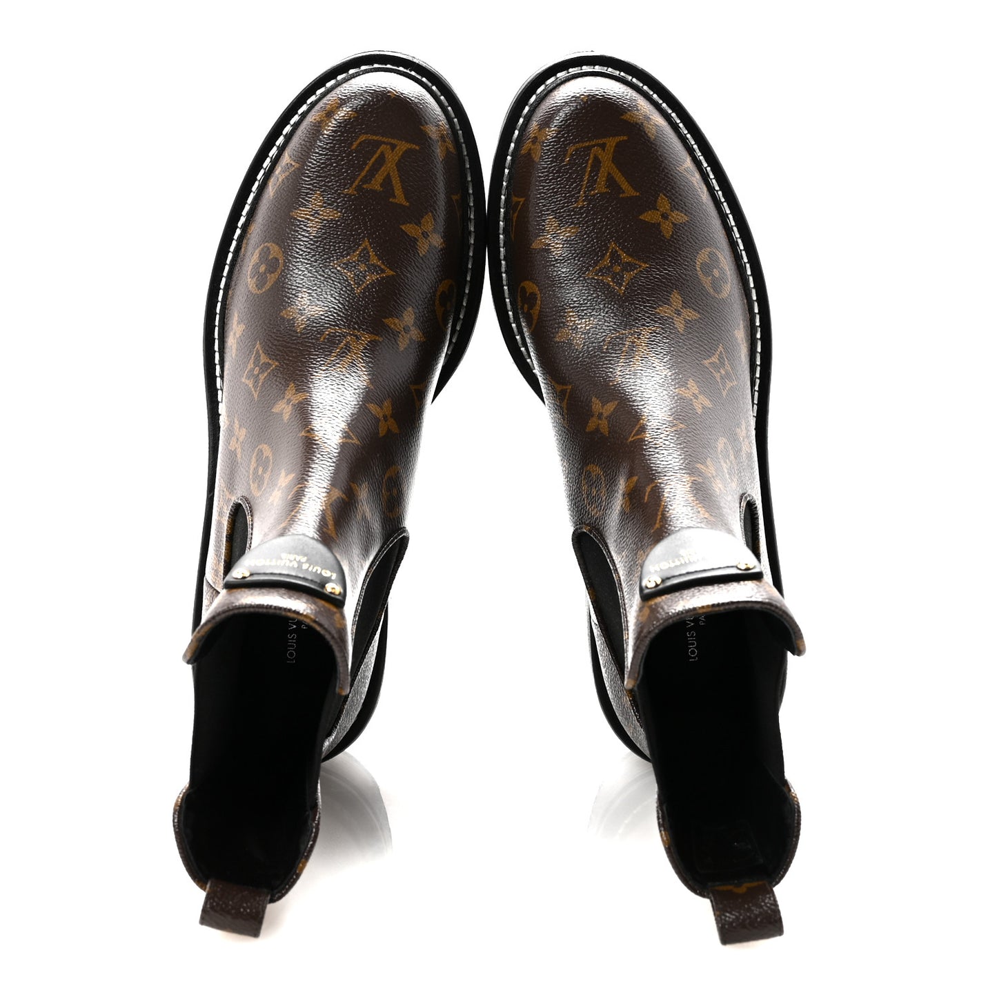 Patent Monogram LV Beaubourg Ankle Boots 41 Black