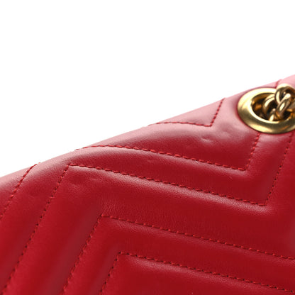 Gucci Calfskin Matelasse Small GG Marmont Shoulder Bag Hibiscus Red 12 of 13