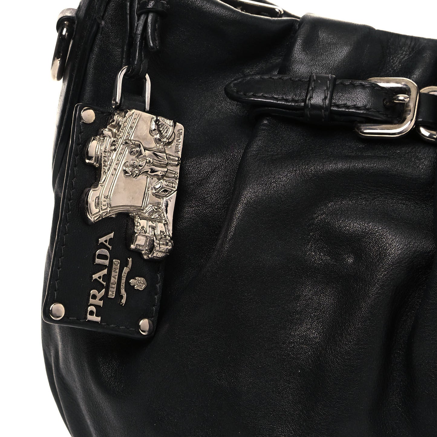 Soft Calfskin Pleated Hobo Black