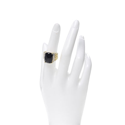 David Yurman 18K Yellow Gold Diamond Black Onyx 16mm Wheaton Ring 54 7 2 of 5