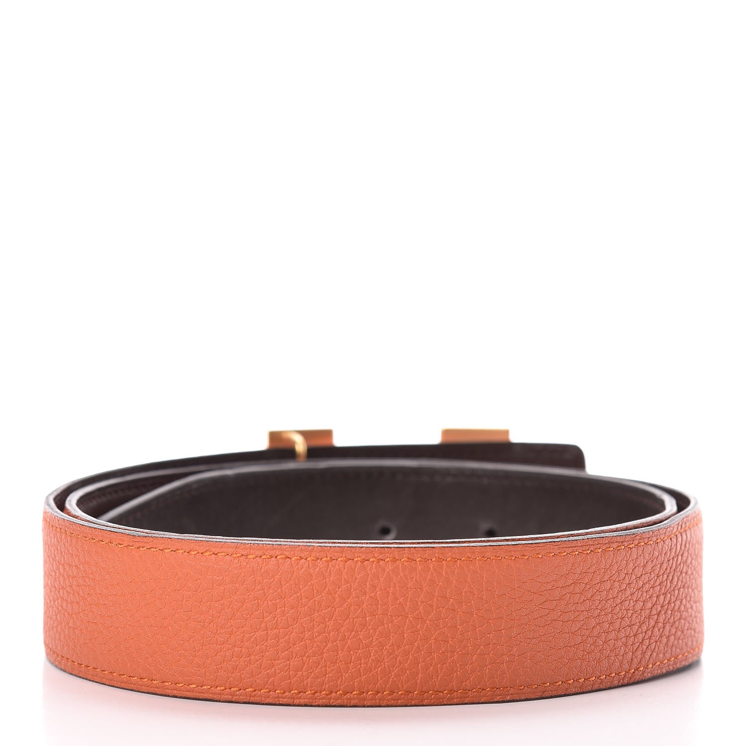 Hermes Swift Togo 32mm H Belt 85 Chocolate Orange 3 of 8